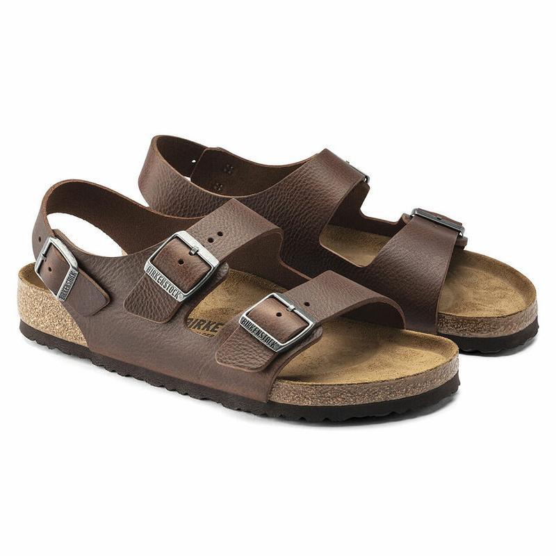 Birkenstock Læder Milano Herre Brune | DK 227ZUT